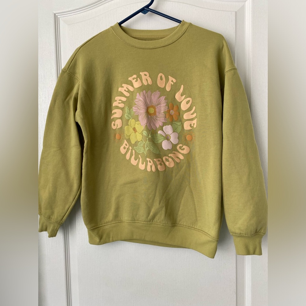 Billabong Sweater. Green floral. Summer of Love.